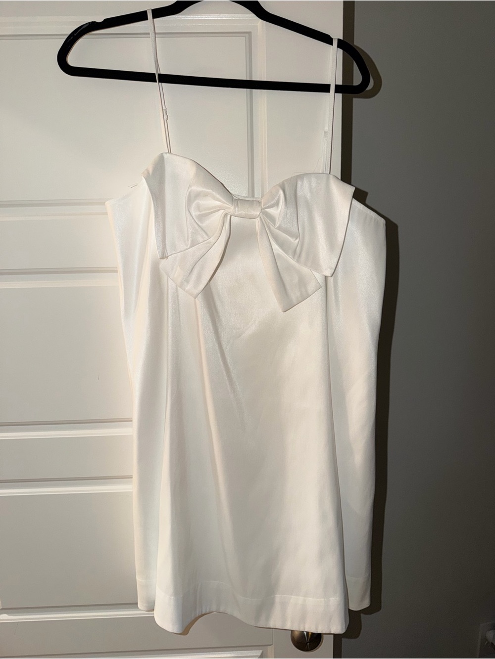 a new day White Satin Mini Dress with Front Bow